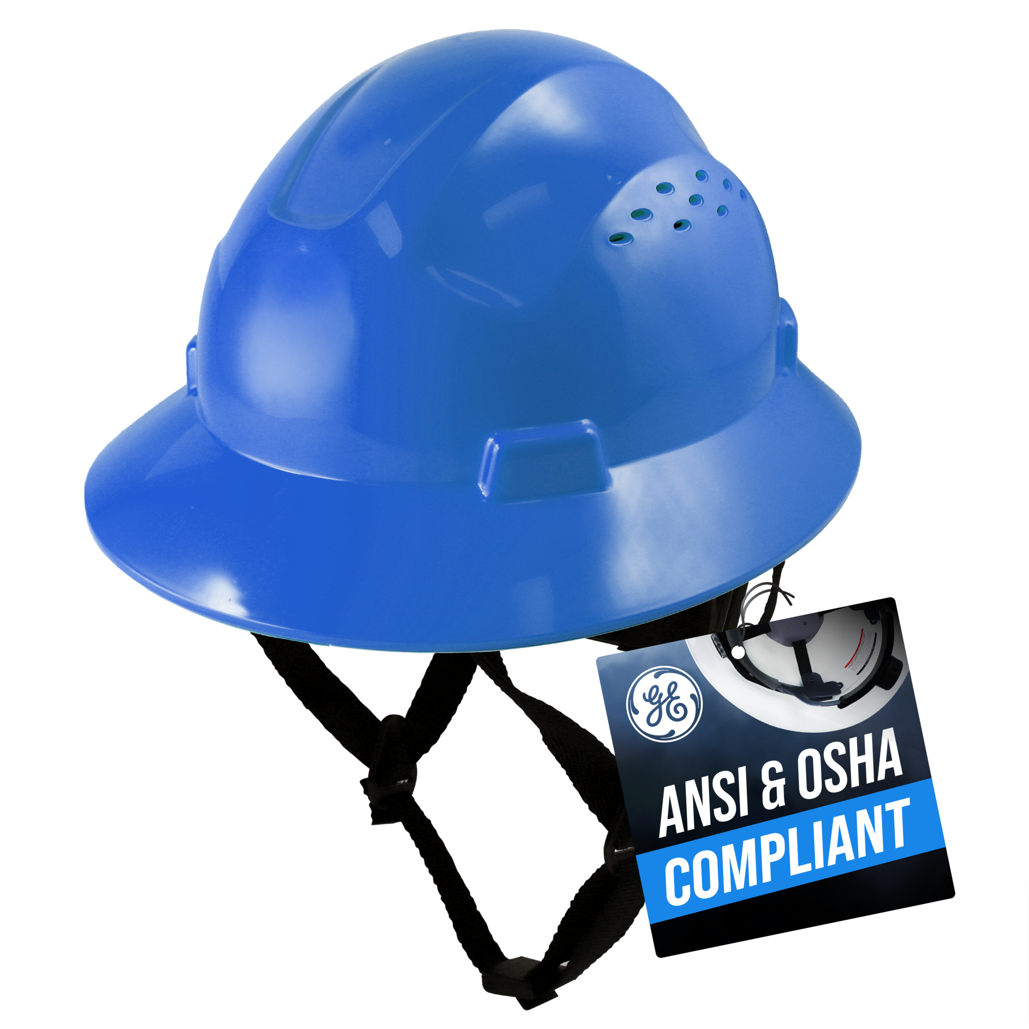 General Electric, Full Brim, Vented, One Size, Carbon, Fiber, Blue, Model# GH328B